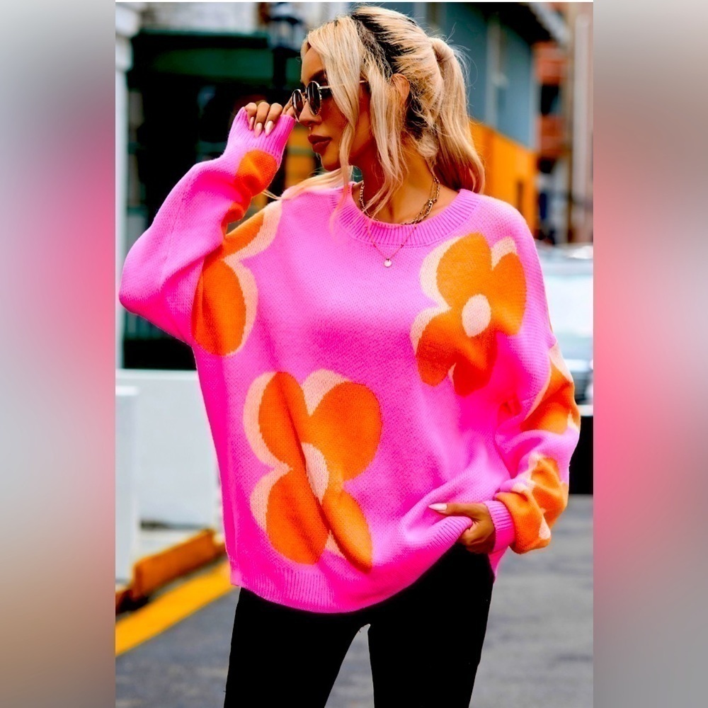 Retro…Flower Power..🌸🌸Oversized Sweater - Picture 1 of 3